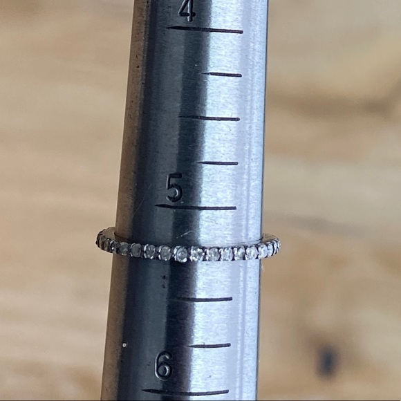 Pave Diamond Eternity Band Ring sz 5.25 (1 stone missing) - Picture 3 of 6